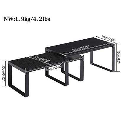 YMYNY Cabinet Shelf Organizer, Countertop Shelves Set of 2, Kitchen Spice Racks, Stackable, Storage Racks for Cupboard, Sink, Pantry, Bathroom, Black, Metal, UHSR002B
