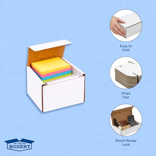 The Boxery Corrugated Mailers White Tuck Shipping Boxes (3x3x3) - size: 3x3x3