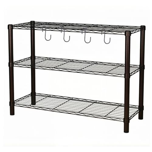Standing Shelving Units, 36"W x 14"D x 32"H, 3-Tier Metal Storage Rack - color: Black, size: 3-Tiers