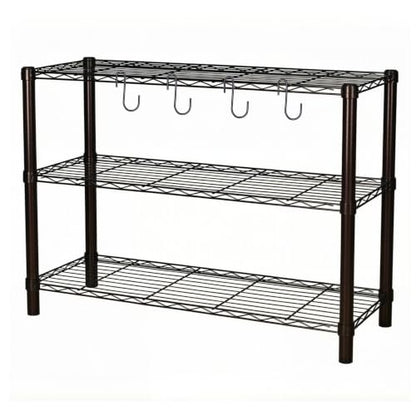 Standing Shelving Units, 36"W x 14"D x 32"H, 3-Tier Metal Storage Rack - color: Black, size: 3-Tiers