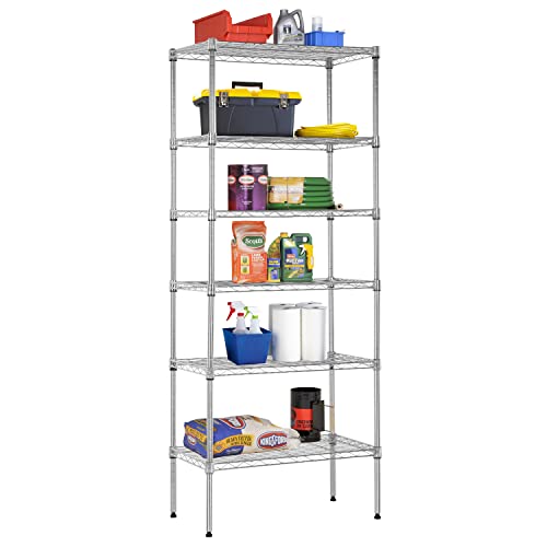 BestOffice | 6-Tier Wire Shelf | 13" x 23" x 59 | Chrome - color: Chrome, size: 13"D x 23"W x 59"H
