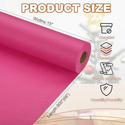 PATIKIL Wrapping Paper, 15" x 800"(66') 70 GSM Craft Paper Roll Kraft Packing Paper for Poster Bulletin Board, Gift Wrapping, Dark Pink - color: Dark Pink, size: 15" x 800"(66')