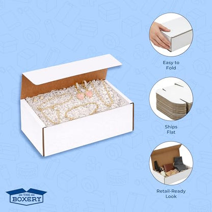 The Boxery Corrugated Mailers White Tuck Shipping Boxes (9x5x4) - size: 9x5x4
