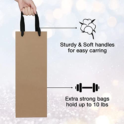 Aimyoo 20 Pack Brown Wine Bottle Bags Bulk 4x4x14 inch, Kraft Paper Gift Bags with Handles Champagne Alcohol Retail Bag - color: Brown - 4x4x14 inch, size: 20 count (4x4x14 inch)