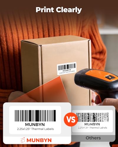 MUNBYN 2.25x1.25 Thermal Labels, 1000 Sheets/Roll, White - color: White, size: 2.25" x 1.25"
