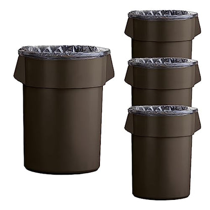 Set of 4 Round Commercial Trash Can 44 Gallon, Industrial Recycling Bin, Durable Garbage Can, Safe Food Container, Ingredient Bin (Brown) - color: Brown