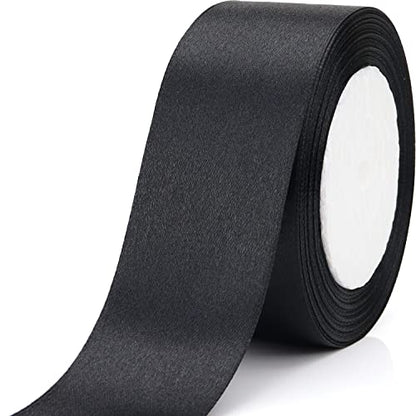 Nsilu 25 Yards 1-1/2 inches Wide Satin Ribbon Suitable for Wedding, Party and Gift Box Packaging Ribbon (Black, 1-1/2") - color: Black