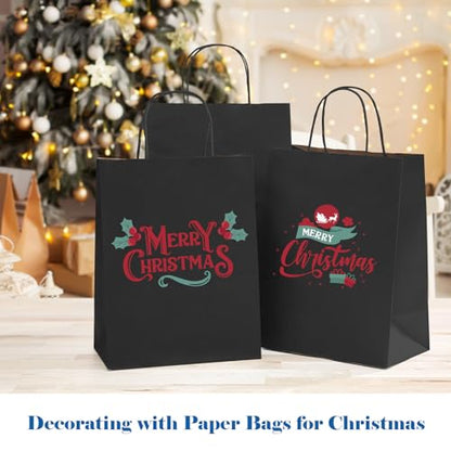 GSSUSA Black Paper Bags with Handles, Gift Bags 8x4.25x10.5, 100 Pack - color: Jet black, size: 8x4.25x10.5 Inch (Pack of 100)