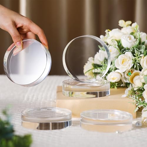 Remerry Acrylic Round Block Display, 8 Pcs, 4 x 4 x 1 Inches - size: 4 x 4 x 1 Inches