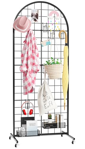 Aseem Metal Grid Wall Panels Display Stand Black Movable 2x5.2FT, 1PCS - color: Black, size: 5.2 FT