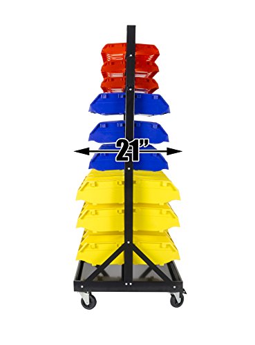 TLPB05 90 Parts Bin Shelving Storage Organizer with Locking Wheels for Shop Garage and Home