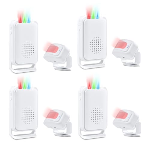 Nineleaf Motion Detector, Store Door Alarm, Commercial Door Alarm, 17 Tones, 5 Volume Levels, Vibration Function, 918ft Range, 4 LED Indicators, 4PK