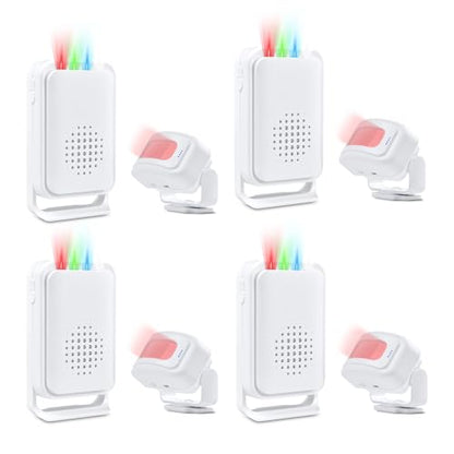 Nineleaf Motion Detector, Store Door Alarm, Commercial Door Alarm, 17 Tones, 5 Volume Levels, Vibration Function, 918ft Range, 4 LED Indicators, 4PK