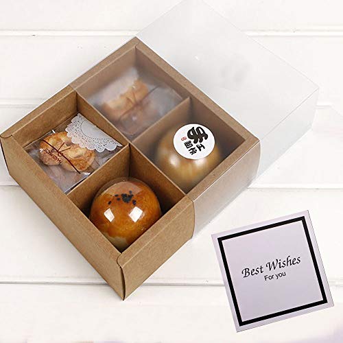 15 Packs Cupcake Boxes with Inserts and Display Windows,Brown Kraft Treats Gift Boxes,Cupcake Containers for Baking Pastries Goodies Biscuits(4 Lattices) - color: Brown, size: Brown 4 Lattice