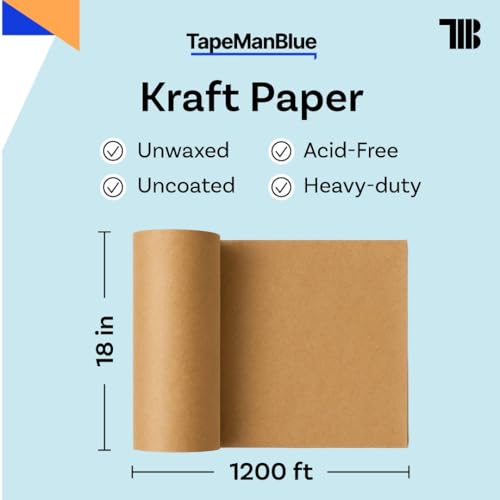 Kraft Paper Roll, 18" x 14400" (1200') Made in USA, 30 lb. Brown Packing Paper Roll, Recyclable Void Fill, Brown Kraft for Shipping, Packing, Wrapping, Storing - size: 18 inch x 1200 feet