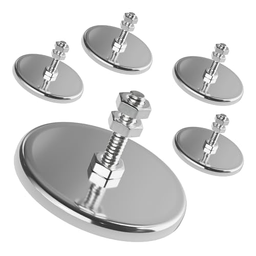 Master Magnetics Ceramic Round Base Magnet with Bolt and Nuts Pack - Heavy-Duty Strong Magnets - 35 lb Pull Each - Nickel-Plated - 2.04" D - 1.25" H - 5-Pack - size: 5 pack, style: 2.04x1.25 with bolt