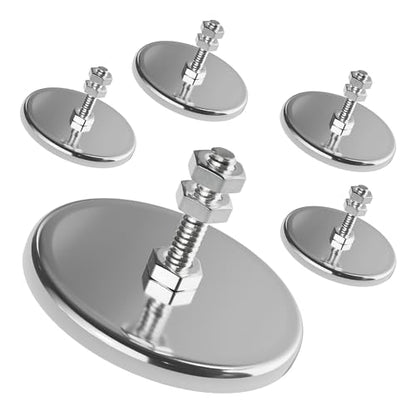 Master Magnetics Ceramic Round Base Magnet with Bolt and Nuts Pack - Heavy-Duty Strong Magnets - 35 lb Pull Each - Nickel-Plated - 2.04" D - 1.25" H - 5-Pack - size: 5 pack, style: 2.04x1.25 with bolt