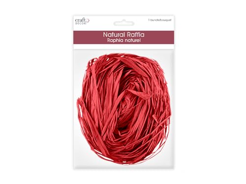 Raffia Long-Stranded Fiber for Arts and Crafts - Medium 2 Oz Bunch (Red) - color: Red