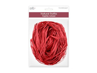 Raffia Long-Stranded Fiber for Arts and Crafts - Medium 2 Oz Bunch (Red) - color: Red