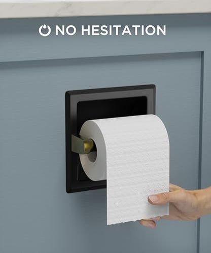 FORIOUS Recessed Toilet Paper Holder for Mega Rolls, Black and Gold - color: Black&gold