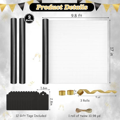 CORNER LACE Black Gold Gift Wrapping Paper Set, Pearlescent Wrapping Paper - color: Black