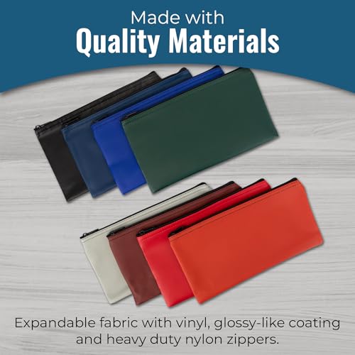 Black Expanded Vinyl Reusable Deposit Bag 11Wx 6H with Heavy Duty Zipper for Cash Checks and Documents - color: Black, size: 11" W x 6" H