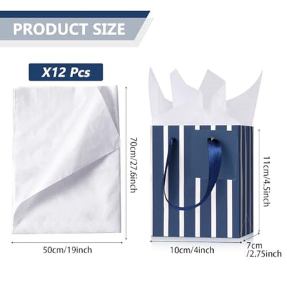 Tenare 12 Pcs Small Gift Bags Bulk,4 x 2.75 x 4.5 Inch,Blue Silver - color: Blue Silver, size: 4 x 2.75 x 4.5 Inch