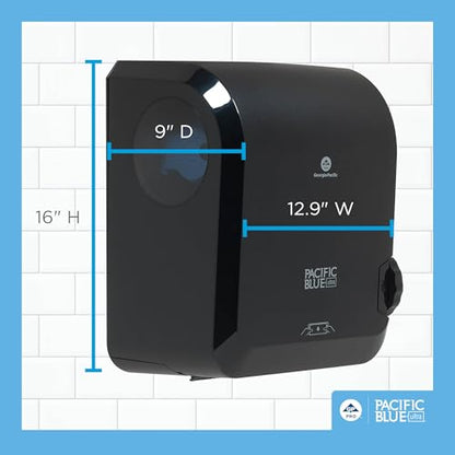 Pacific Blue Ultra 8" High-Capacity Mechanical Paper Towel Dispenser by GP PRO (Georgia-Pacific), Black, 59589, 12.9" W x 9" D x 16" H, 1 Dispenser - style: Mechanical dispenser