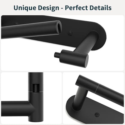 304 Stainless Steel Toilet Paper Holder Wall Mounted Double Post Swivel Tissue Holder No Drilling Bathroom Paper Towel Dispenser Anti-Vibration for RV Commercial Bathroom Matte Black - color: Black
