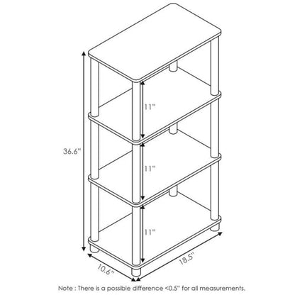 Furinno Turn-N-Tube No Tool 4-Tier Storage Shelf, Narrow, French Oak Grey/Black - color: French Oak Grey/Black, size: 4-Tier Round Tube