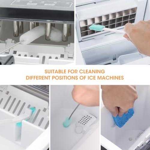 AIEVE Ice Machine Cleaner Brush Sets, 10 Pcs Ice Maker Cleaner Tools Kits with Crevice Cleaning Brush and Scrub Sponge for Countertop Ice Makers