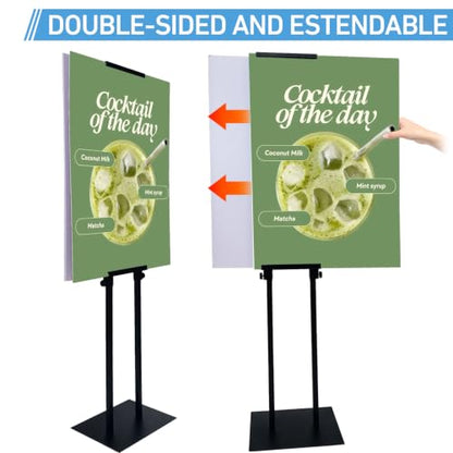 Adjustable Double-Sided Pedestal Sign Stand, Heavy Duty Display