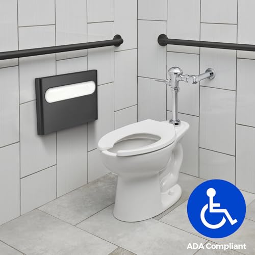 Stardrix Slim Matte Black Stainless Steel Toilet Seat Cover Dispenser – Designer Wall-Mount Holder with Curved Edges and Large Capacity for Single or 1/2 Fold Covers, Aesthetic and Modern Look - color: Matte Black