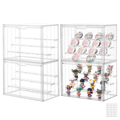 Acrylic Display Case for Collectibles, 4 Tier Figure Display Box, 4 Pack - size: L-4tier-4pack