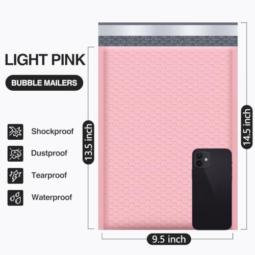 UCGOU Bubble Mailers 9.5x14.5" 40 Pack Usable Size 9.5x13.5" Light Pink - color: Light Pink, size: 9.5x14.5" 40PC