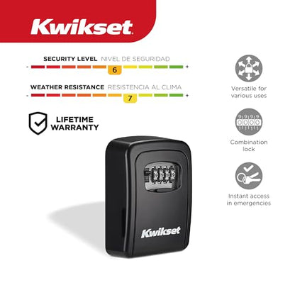 Kwikset Wall Mount Key Storage Lock Box, Combination, 3-9/16", Black