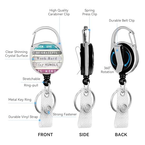 2 Pack Inspirational ID Badge Holder with Clip Badge Reels - color: 2 Pack-inspirational