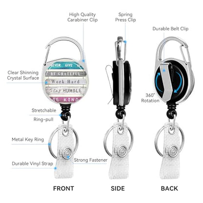 2 Pack Inspirational ID Badge Holder with Clip Badge Reels - color: 2 Pack-inspirational