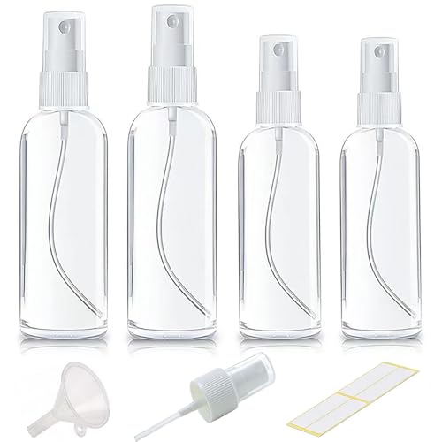 4Pk Clear Empty Travel Spray Bottles, Leakproof for Toner Face Hair