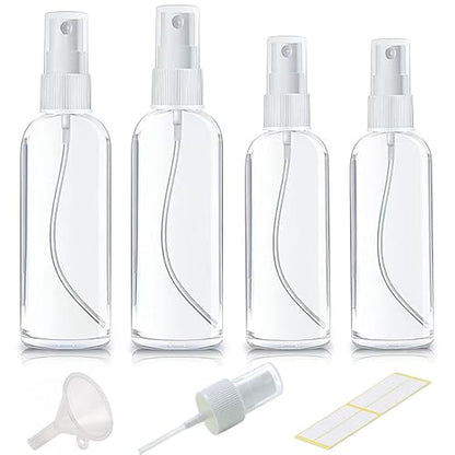 4Pk Clear Empty Travel Spray Bottles, Leakproof for Toner Face Hair