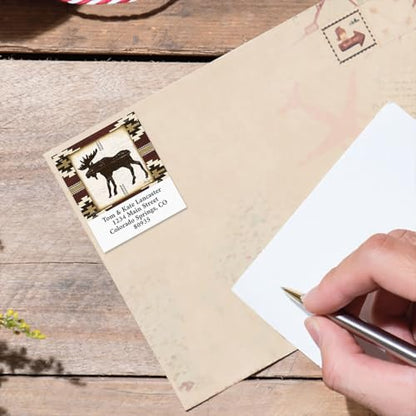 Rustic Lodge Personalized Address Labels - Set of 144 (4 Designs), Self-Adhesive, Large Flat-Sheet Select Labels, By Colorful Images - style: Rustic