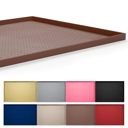 Hubulk Dog Feeding Mat,100% Waterproof Food Grade Silicone Pet Food and Water Bowl Placemat,Dishwasher, High Raised Edge to Prevent Spills,Nonslip Tray to Stop Messes on Floor（32"x24"x1.0", Brown） - color: Brown, size: 32"l X 24"w