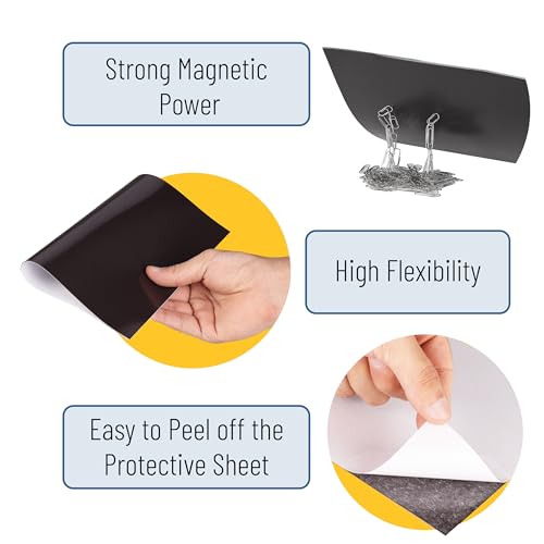 Mr. Pen- Adhesive Magnetic Sheets, 12" x 16", 5 Pack, Cuttable Magnets Flexible Magnet Sheets with Adhesive for Crafts Photos, Classroom Decorations, Easy Peel and Stickers for Planning - size: 12" x 16", style: 5 Pack