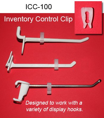 Clip Strip 300 Pack Inventory Control Clips, Peg Hook Product Stoppers, Fits .15" to .25" Diameter Plastic or Metal Hooks, Product Display Control, Pegboard Accessories