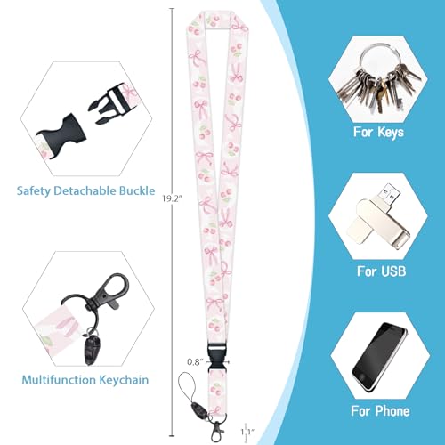 Lanyard, Id Badge Holder，Teacher Retractable Reel, Cherry Bow - color: Bow