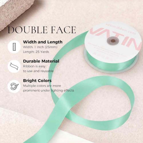VATIN Aqua Green Satin Ribbon 1 Inch x 25 Yards for Gift Wrapping - color: Blue Auqa, size: 1" x 25 Yards