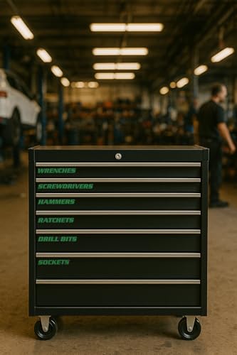 Magnetic Toolbox Labels, 11 Pack, Tool Chest Drawers, USA Made (Green) - color: Green