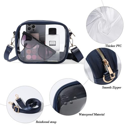 TOBVZOO Clear Bag Stadium Approved, Crossbody Transparent Bag for Concerts Sports Events, Purses for Men & Women - color: Blue