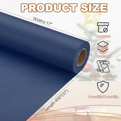 PATIKIL Wrapping Paper, 17" x 450"(37') 70 GSM Craft Paper Roll Kraft Packing Paper for Poster Bulletin Board, Gift Wrapping, Navy Blue - color: Navy Blue, size: 17" x 450"(37')