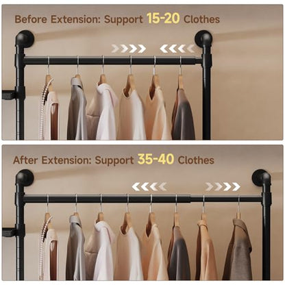 ONBRILL T3 Wall Mounted Industrial Pipe Closet Organizers Storage System - color: Black